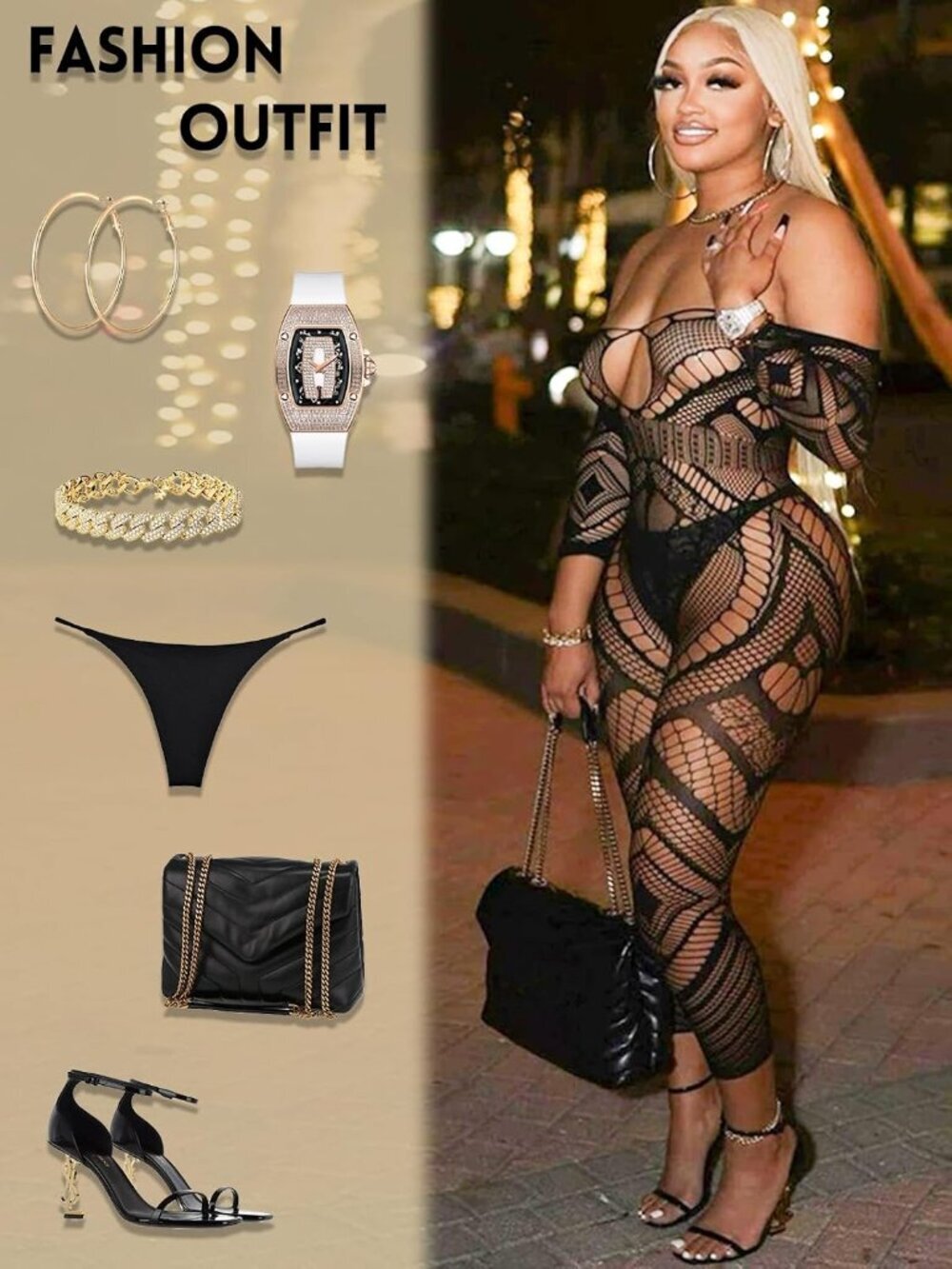 Women's Black 2 Exotic Tights Soft Nightwear Lingerie Fishnet Body Stocking Suit - Picture 3 of 6